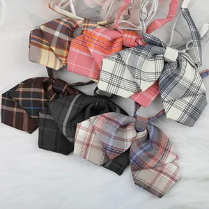 JK Karierte Fliege für Damen, japanischer Stil vorgebundene Matrosenkrawatte für Uniform.
