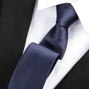 Solid dark blue necktie for men business formal wear formal tie detailed closeup view