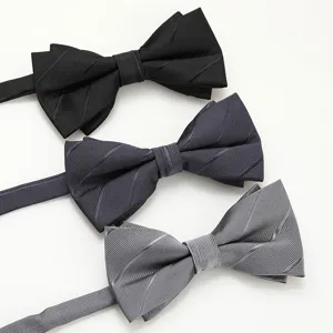 Men formal bow tie set stylish twill wedding suit bowtie adjustable strap design.