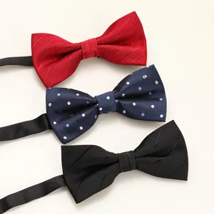 Men formal bow tie set with classic solid and polka dot patterns for wedding party wear.