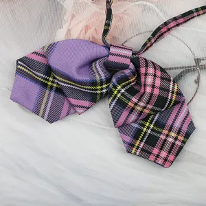 JK Stil karierte Fliege Detail, Schuluniform Krawatte Zubehör mit doppeltem.