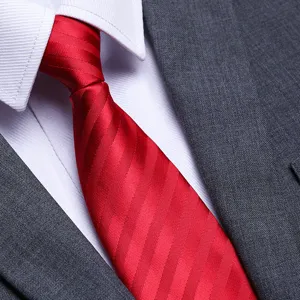 Red striped necktie for men business formal wedding groom suit wear elegant style accessory.