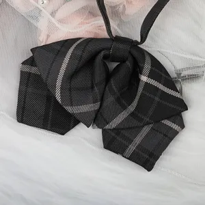 Japanischer JK College-Stil schwarze Karo Fliege, elegante vorgebundene Uniformkragen Zubehör.