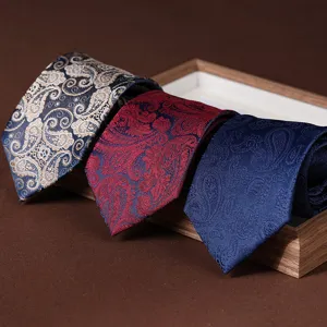 Men women stylish paisley pattern zipper tie detail view, classic business wedding necktie.