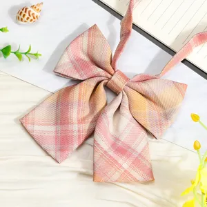 JK Japanese style plaid bow tie ribbon accessory for sailor shirt uniform close-up view.