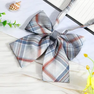 JK Japanese style plaid bow tie ribbon collar accessory for uniform shirts detail view