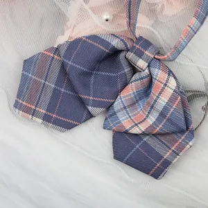 Japanische JK Uniform Schleife, doppellagiges Karomuster Band Matrosenanzug Zubehoer.