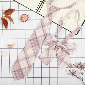 Set cravatta e fiocco JK a quadri in stile giapponese, accessorio per uniforme scolastica.