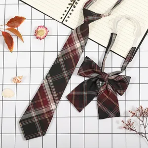 Set cravatta e fiocco stile scolastico giapponese a quadri JK per donne alla moda