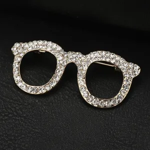 Spilla occhiali strass brillante spilla risvolto cristallo abito badge accessorio dettaglio.