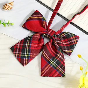 JK Japanese style red black plaid bow tie ribbon collar flower uniform shirt accessory