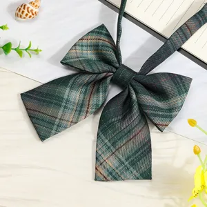JK Japanese style green plaid bow tie ribbon collar accessory for student uniform shirt.