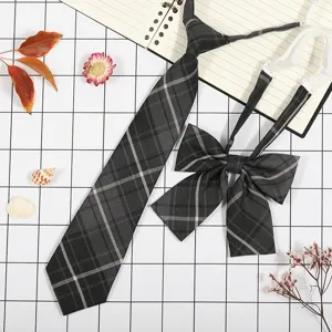 Set cravatta e fiocco JK a quadri in stile giapponese, perfetto per la scuola.