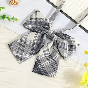 JK style black and white plaid bow tie collar ribbon shirt accessory for women sailor suit