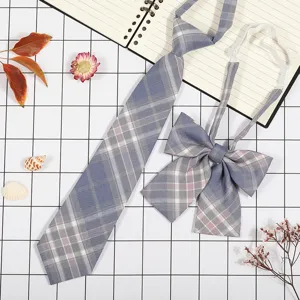 Set cravatta e fiocco scozzese JK in stile giapponese, accessorio uniforme da studente.