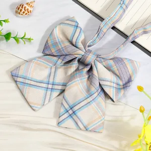 JK Japanese style plaid bow tie for school uniform shirts, stylish ribbon accessory for women.