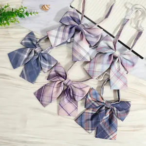 Japanese JK uniform plaid bow tie set, cute student style collar ribbon shirt accessories.