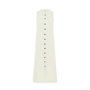 Robe longue sans manches à capuche et simple boutonnage, style décontracté