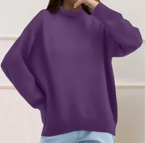 Solid color long sleeve sweatshirt for women casual autumn winter pullover top daily wear