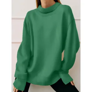 Women solid color oversized long sleeve high neck casual pullover sweatshirt fall winter apparel