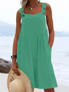 Summer casual sleeveless wide leg jumpsuit for women solid color beach wear casual fashion outfit