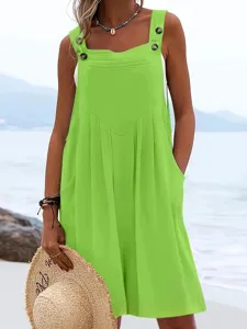 Solid color sleeveless wide leg jumpsuit for women summer casual beach overall outfit