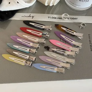 Macaron narrow acetate hair clips set, stylish metal duckbill clips for daily styling and bangs.