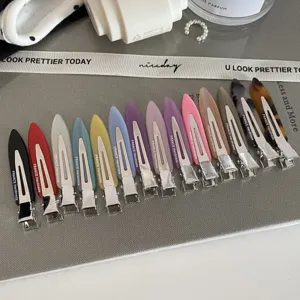 Macaron narrow acetate hair clips set elegant minimalist duckbill clips for cute bangs styling