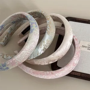 Koreanischer Vintage breiter gepolsterter Haarreif Retro Blumen Haarband elegante Haarteile