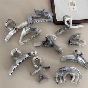 Minimalist Resin Hair Claw Clip Vintage Ink Marble Design Shark Clip Hair Accessories For Women Daily Styling