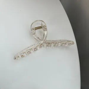 Transparent minimalist hair claw clip, large size resin hair catcher for daily styling.