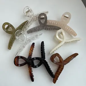 Large minimalist hair claw clip, elegant Morandi jelly color hair accessories for women.