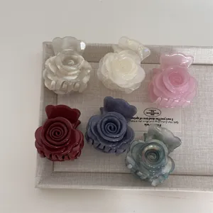 Ensemble de pinces à cheveux rose élégantes, pinces requin acryliques moyennes pour femmes filles.