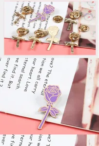 Broche fleur rose émaillée romantique pour la Saint-Valentin badge en alliage cadeau