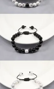 8mm natuurstenen kralen geweven armband verstelbaar yoga koppel sieraden detailweergave
