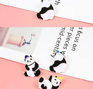 Lindo pin de esmalte de panda broche de dibujos animados animal insignia camisa bolso sombrero