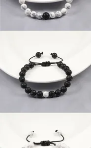 8mm natuursteen kralen gevlochten armband yoga energie koppel verstelbaar handgemaakt touw detail