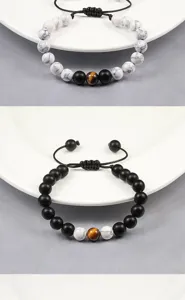 8mm natuursteen kralen armbaden koppel yoga bijpassende tijgeroog zwarte onyx verstelbaar