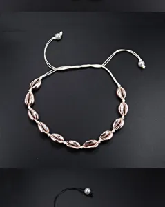 Bohemian rose gold electroplated shell choker necklace, adjustable beach vacation jewelry.
