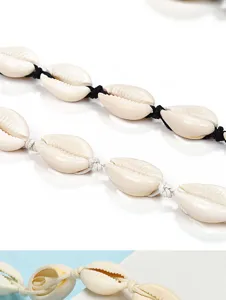 Ensemble collier bracelet coquillage fait main, bijoux de plage tissés hawaïens été.
