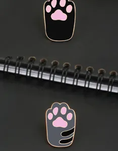 Cute cat paw enamel pin set, cartoon alloy lapel badge, sweet Japanese style clothing accessory.