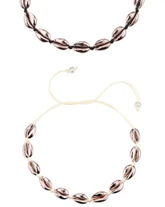 Bohemian seashell choker necklace, electroplated rose gold cowrie shell handmade jewelry for women