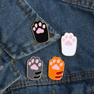 Cute Cat Paw Print Brooch Enamel Alloy Lapel Pin Japanese Harajuku Style Cartoon Animal Badge For Clothes Bag Hat Women Jewelry
