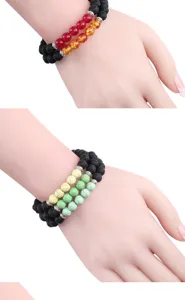 Vulkangestein farbige Türkis Perlenarmband mehrschichtige Energie Armband Schmuck Zubehör.