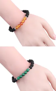 Vulkanstein farbige Türkis Perlen Armband, europäischer Energie Mode Schmuck Stil.