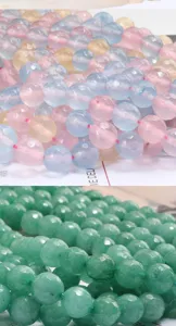 Bracciali di perle di pietre preziose sfaccettate, bracciali elastici in cristallo.