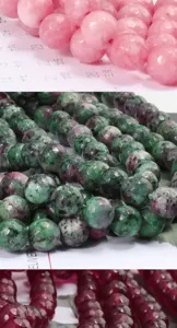 Filo di perle di pietre preziose sfaccettate quarzo rosa rubino cristallo gioielli