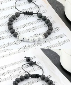 Verstelbare lava steen en witte turkoois kraal armband yoga gevlochten touw sieraden voor