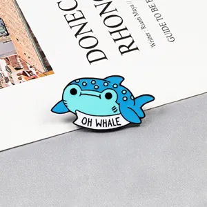 Süße Emaille Haifisch Brosche Legierung Cartoon Tier Anstecknadel für Jeansjacken Taschen