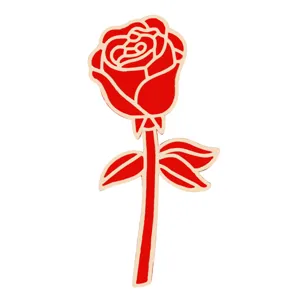 Broche épingle émaillée rose rouge, badge en alliage de fleurs romantiques pour vêtements.